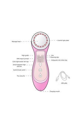Hangfox Ev İçi El Tipi Radyo Frekanslı Cilt Bakımı Aleti - Mikroakım İçeri Aktarımı, 4 Renkli Işık Modu, 2 Seviye Güç Ayarı, Beyaz