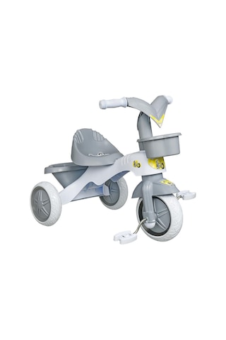 Kitty Üç Tekerlekli Bisiklet Çocuk Bisikleti 3 Teker Bisiklet 1-3-5 Yaş Plastik Motor İlk Bisiklet Sepetli Gri