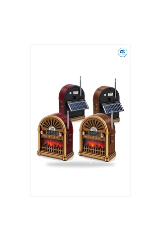 Solar Şarjlı Nostaljik Radyo Bluetooth Hoparlör Am Fm Sw Usb Type