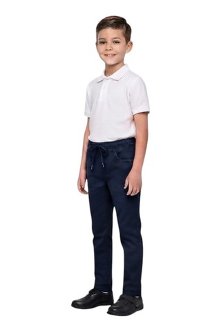 Erdem Kıds Unisex Erkek Kız Çocuk Beli Lastikli Boru Paça Kanvas Keten Lacivert Okul Pantolonu Lacivert Lacivert