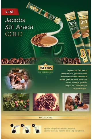 Jacobs 3'ü 1 Arada Gold Yumuşak İçim Karışım Kahve 40 x 18 G