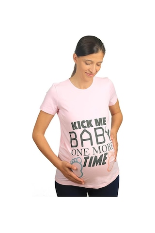 Mummy's Baby Hamile Tişört Kick Me Baby Pembe 8287