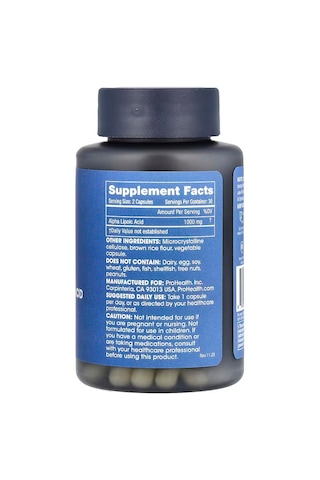 Prohealth Longevity Alpha Lipoic Acid Cellular Health 1000 Mg 60 Capsules Aromasız