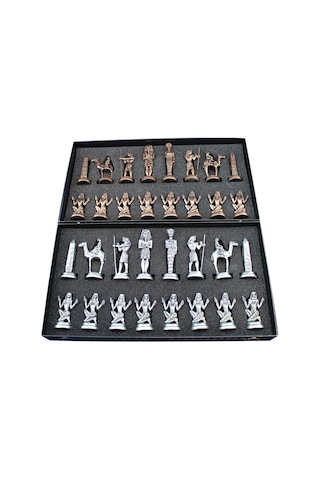 Metal Mısır Satranç Takımı Antik Ve Sedef Desenli Mdf Ahşap Satra