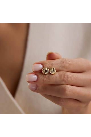 14 Ayar Altın Düğüm Model Küpe 0,77 Gr 8 Mm T14646 Çok Renkli