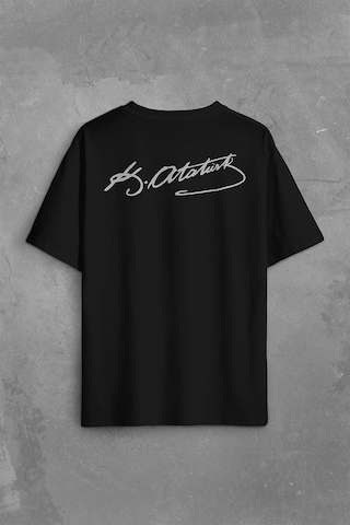 Mustafa Kemal Atatürk İmzası İmza 10 Kasım Sırt Ön Baskılı Oversize Tişört Unisex T-shirt 001