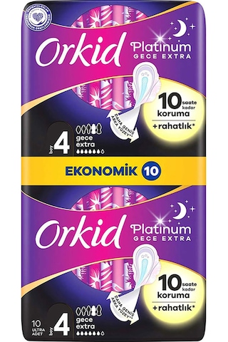 Orkid Platinum Gece Ekstra Hijyenik Ped 10 Adet