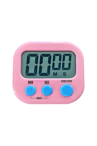 Dijital Ekranlı Alarmlı Pembe Renk Mıknatıslı Ayaklı Mutfak Zamanlayıcı
