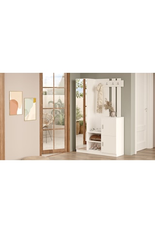 Yurudesign Roger Vestiyer Portmanto Ayakkabılık  Beyaz DD7-W