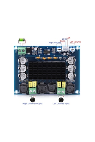 Konesam Tpa3116d2 Çift Kanal 2x120w Güçlü Ses Amfi Kartı, Aşırı Sıcaklık Ve Kısa Devre Koruma, Siyah Isı Dağıtıcı, 1.6mm Pcb