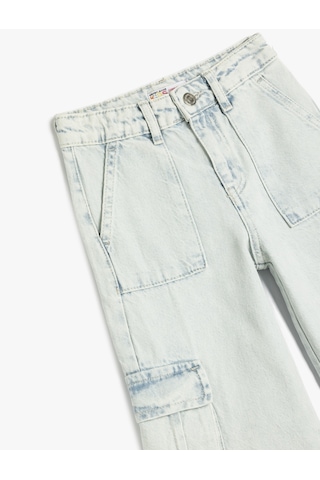 Koton Geniş Paça Cepli Kargo Kot Pantolon Lıght Indıgo 5skg40058ad Açık Mavi