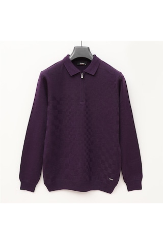Dio Rise Erkek Şardonsuz Uzun Kol İnce Polo Yaka Sweatshirt - 189052 - Mürdüm Mürdüm
