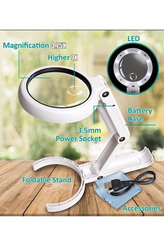 Proskit Ma-025 Katlanabilir Masa Ve El Tip Büyüteç Usb Ledli