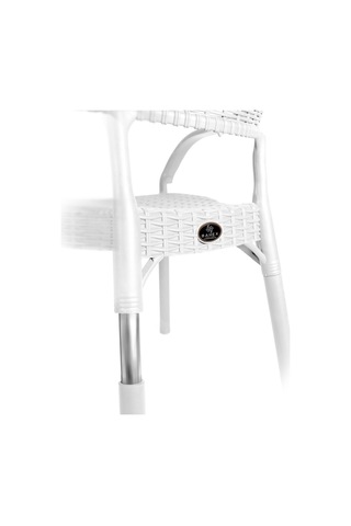 Bahex Bambu 4lü Set Rattan Kollu Bahçe Sandalye Koltuk 4ad Beyaz