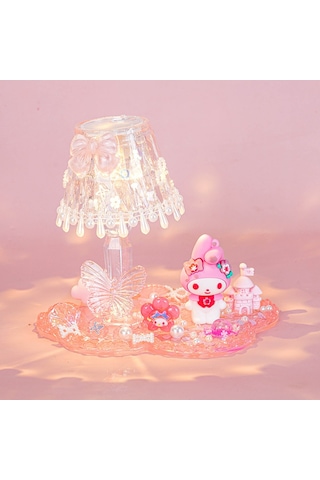 Aurora Çocuk Dıy El Yapımıkreme Tutkal Kristal Küçük Masa Lambasımalzeme Paket Seti Yaratıcıgece Lambasıbulmaca Oyuncak Pembe