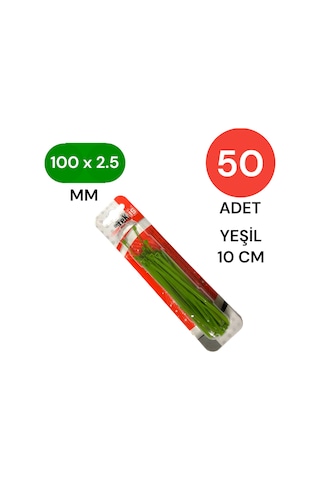 Tek-iş Plastik Kablo Bağı Klipsi Cırt Kelepçe 100 Mm X 2.5 Mm Yeşil 50 Adet