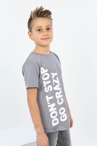Toontoy Kids Toontoy Erkek Çocuk Dont Stop Go Crazy Baskılı Tişört Gri