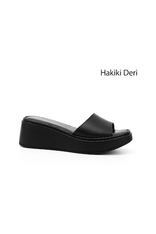 Gönderi R Kadın Siyah Dolgu Taban Hakiki Deri Terlik Dyza69842265 Siyah