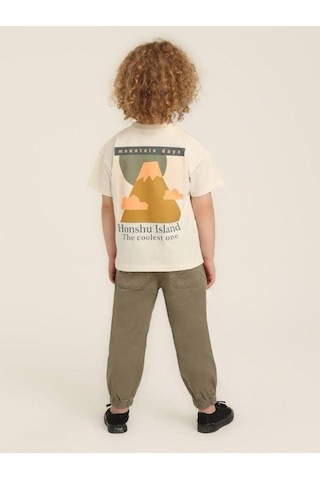 Jack Lions Erkek Bebek Pamuklu Sıfır Yaka Sırt Baskılı T-shirt-15644 Ekru