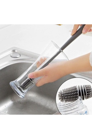 Uzun Saplı Silikon Bardak ve Kavanoz Yıkama Fırçası