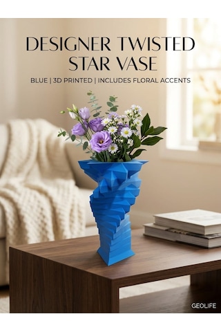 3d Yıldız Spiral Mavi Vazo Özel Tasarım