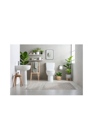 2 Li Bukle Banyo Takımı Banyo Tekstili/modern/doğal/sade/şık Kaymaz Taban -798 Brown2