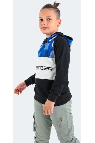 Slazenger DRAGICA IN Çocuk Kapüşonlu Cepli Siyah Sweatshirt