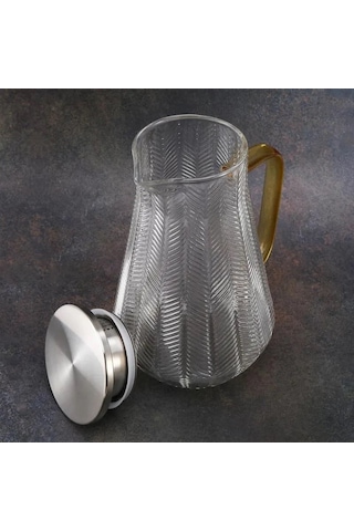 Kapris Metal Kapaklı Tırtıklı Cam Sürahi 1500 Ml Sa6860