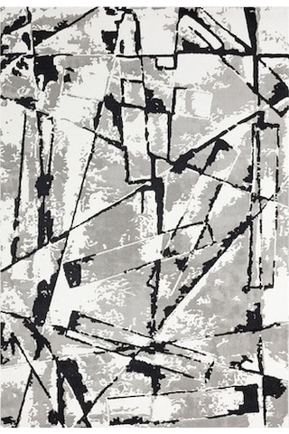 Gri Kaymaz Tabanlı Halı Yolluk Makinede Yıkanabilir Gri - Beyaz