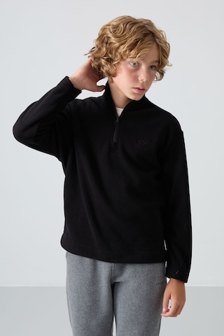 Tommylife Tommy Life Siyah Kalın Yumuşak Dokulu Standart Fit Nakışlı Polar Erkek Çocuk Sweatshirt - 11221 Siyah