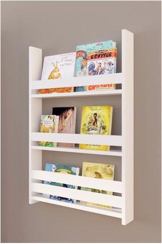 Praticomobilya Montessori Çocuk Odası Eğitici Kitaplık 3 Raflı Beyaz