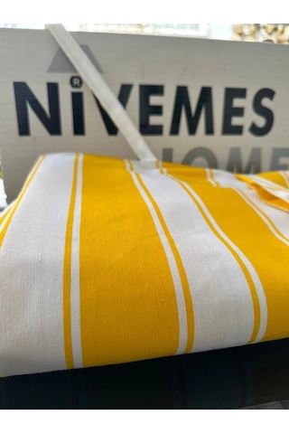 Nivemeshome Branda Sarı - Beyaz Balkon Perdesi