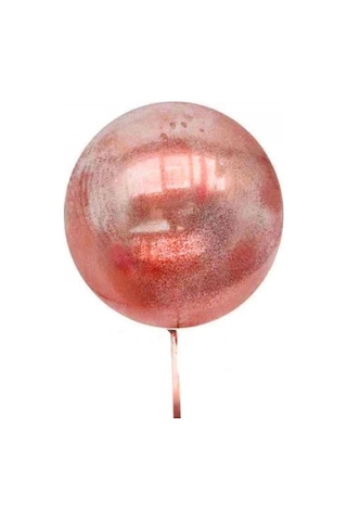 Mey İthalat Kırmızı Simli Yuvarlak Şeffaf Balon 24 İnç Çok Renkli