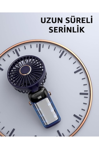 Robeve Taşınabilir Dijital Göstergeli Vantilatör Fan 5 Hız Ayarı,şarjlı Fan Masaüstü Fan Tutmalı Fan