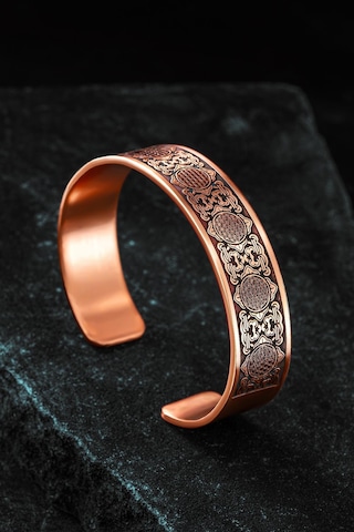 Erkek Bakır Bileklik - Lotus Çiçeği - Yaşam Çiçeği Erkek Kelepçe Bileklik Rose Gold