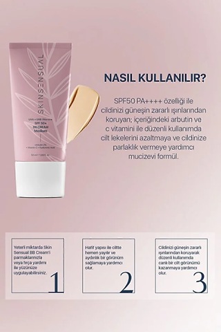 Skin Sensual Bb Krem Light 50 Spf Uva/uvb Pa++++ Leke Oluşumunu Önlemeye Yardımcı, Aydınlık Ve Canlılık