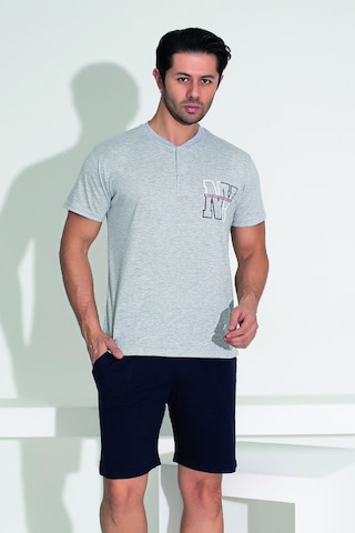 Remsa Erkek Şort Tshirt Pijama Takımı 25255 Gri Gri01