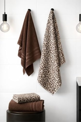 Tr 4 Parça Lüks Banyo Havlu Seti Leopar Desenli 2 Adet 70x140cm 2 Adet 50x90cm Kahve Kombin, 4lu-leopar-kahvekombın Diğer