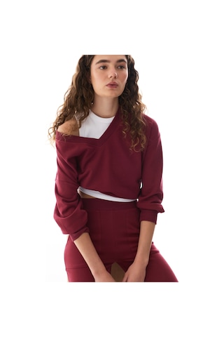 Penti Bordo Geniş V Yaka Uzun Kollu Sweatshirt