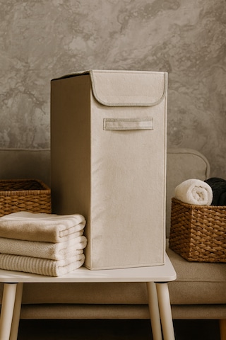 Keçe Çamaşır Sepeti Kapaklı Dikdörtgen Kirli Sepeti Katlanabilir Ve Dayanıklı Çamaşır Düzenleyici Siyah