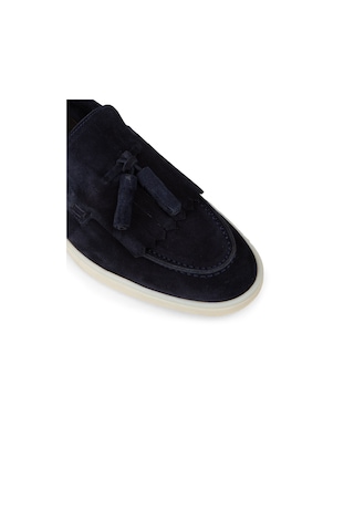 Deery Erkek Hakiki Süet Lacivert Püsküllü Loafer - 02030mlcvc01