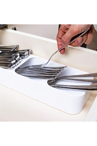 Beyaz 5 Bölmeli Çekmece Kaşıklık Mutfak Düzenleyici, Dayanıklı Çatal Kaşık Bıçak Organizatörü Diğer