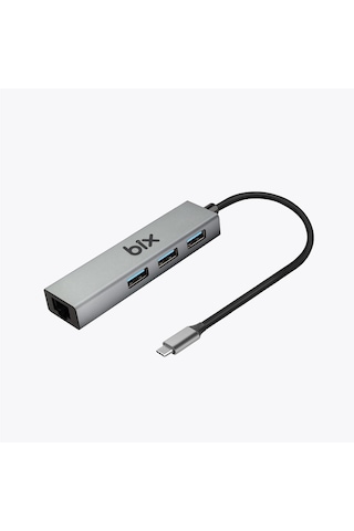 Bix Type-C USB 3.0 Gigabit Ethernet ve 3 Portlu USB Çoklayıcı Hub