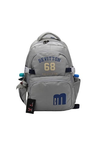 Bevitton Özel Su İtici Kumaş Unisex Gri-lacivert Okul Çantası 34500