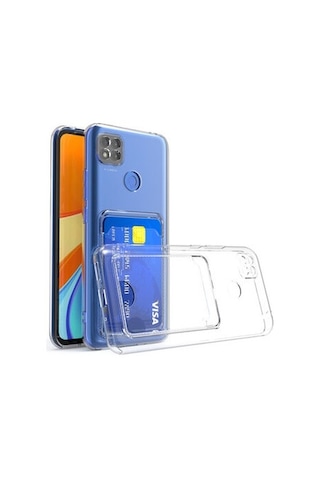 Xiaomi Redmi 9c İle Uyumlu Kılıf Kartlıklı Kartvizitli Şeffaf Telefon Kılıfı Kapak