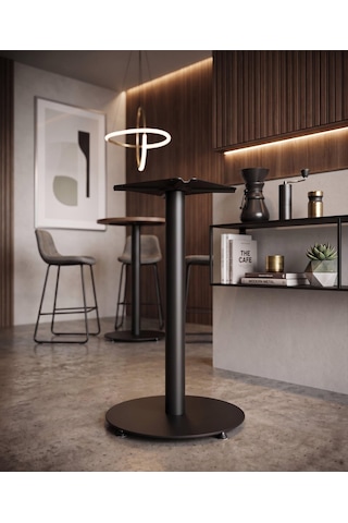Matte Prime 99 Cm Yuvarlak Bistro Masa Ayağı - Kokteyl Ve Bar Masası - Ev, Kafe, Restoran Bar Tipi Siyah