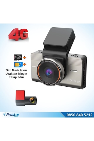 4g Uzaktan İzlemeli 2 Kameralı 2k+1080p Yüksek Çözünürlüklü Dashcam Kamera