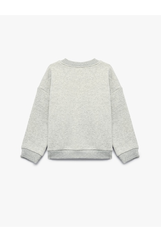 Koton Baskılı Uzun Kollu Bisiklet Yaka Oversize Sweatshirt Gri Melanj 7wmb10120tk
