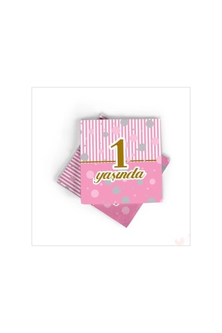 1 Yaşında Peçete 33cm X 33cm, 20 Adet - Pembe