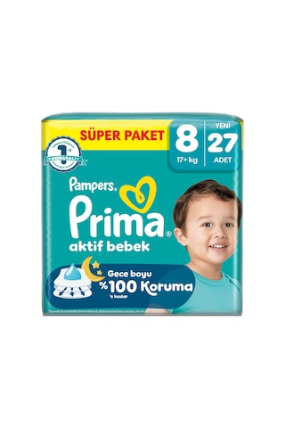 Prima Aktif Bebek Süper Paket 8 Beden 27'li 4 Adet Prima Aktif Bebek Süper Paket 8 Beden 27'li 4 Adet
